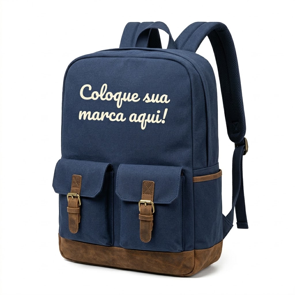 Mochila de Lona e Camurça